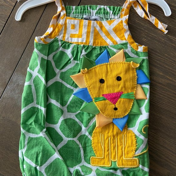 Luigi Romper Lion on Green Stripe main image 0